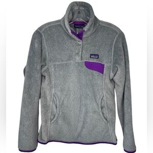 Patagonia Women's Re-Tool Snap-T Pullover Style #25442 gray with purple - Small
